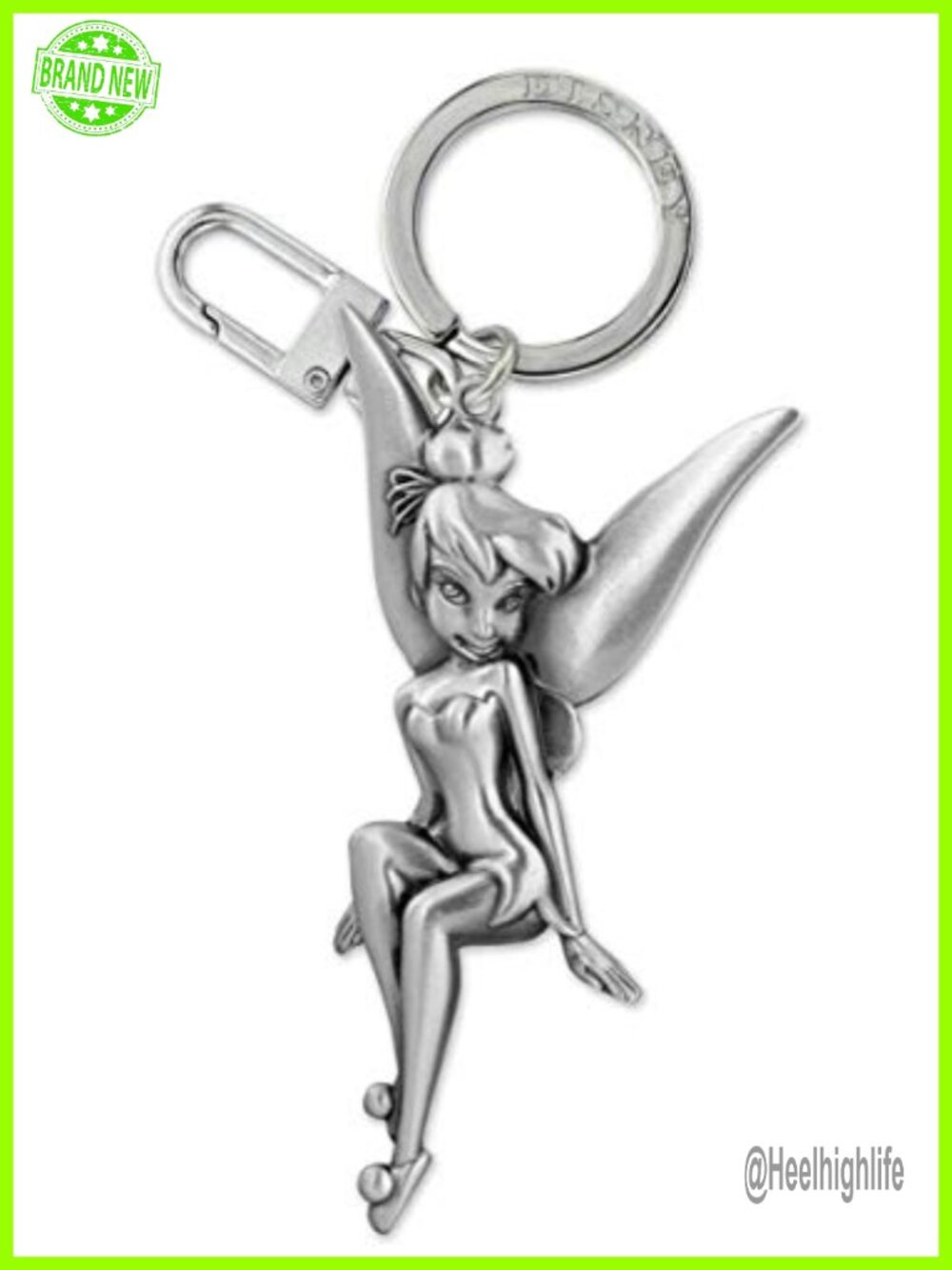 Tinker Bell Pewter Key Ring Metal Charm Disney Fan Accessory